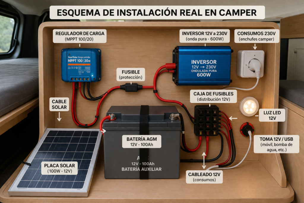 componentes de la instalación eléctrica camper