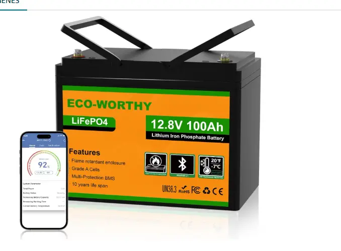 Batería litio 12V 100Ah camper tipo ECO-WORTHY